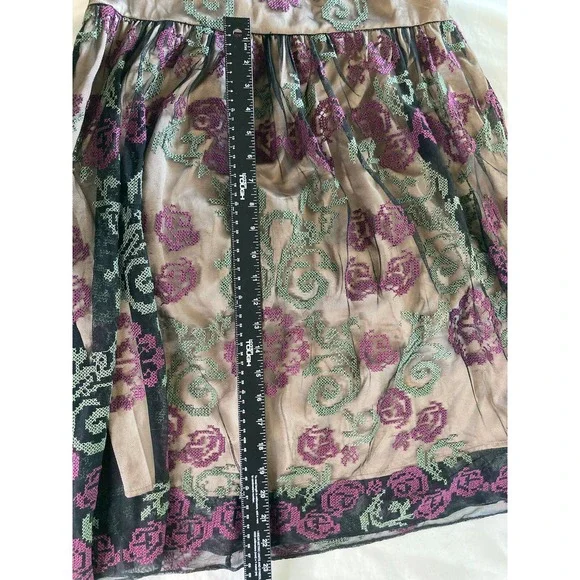 Sundance Lucky In Love Sleeveless Dress Size 10 Black Tulle Embroidered Overlay - Picture 14 of 16